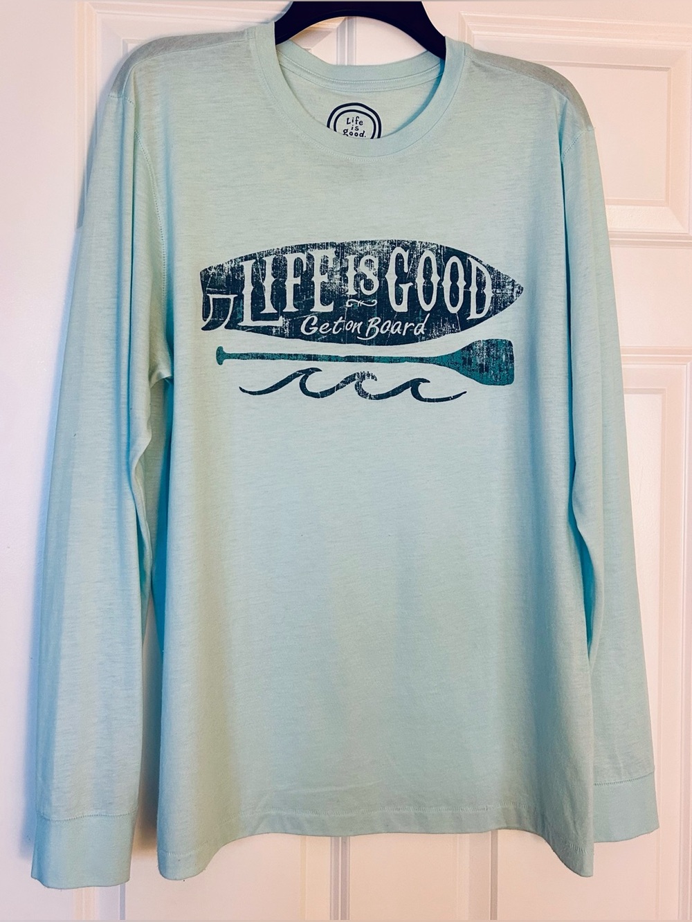 Life Is Good Light Aqua Logo Long Sleeve Tee